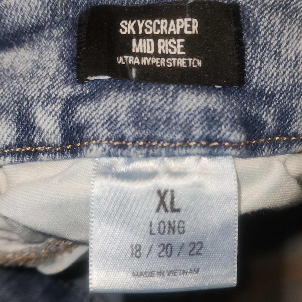 Express Skyscraper Mid Rise Skinny Jeans - Blue- Long Fits 18 20 And 22